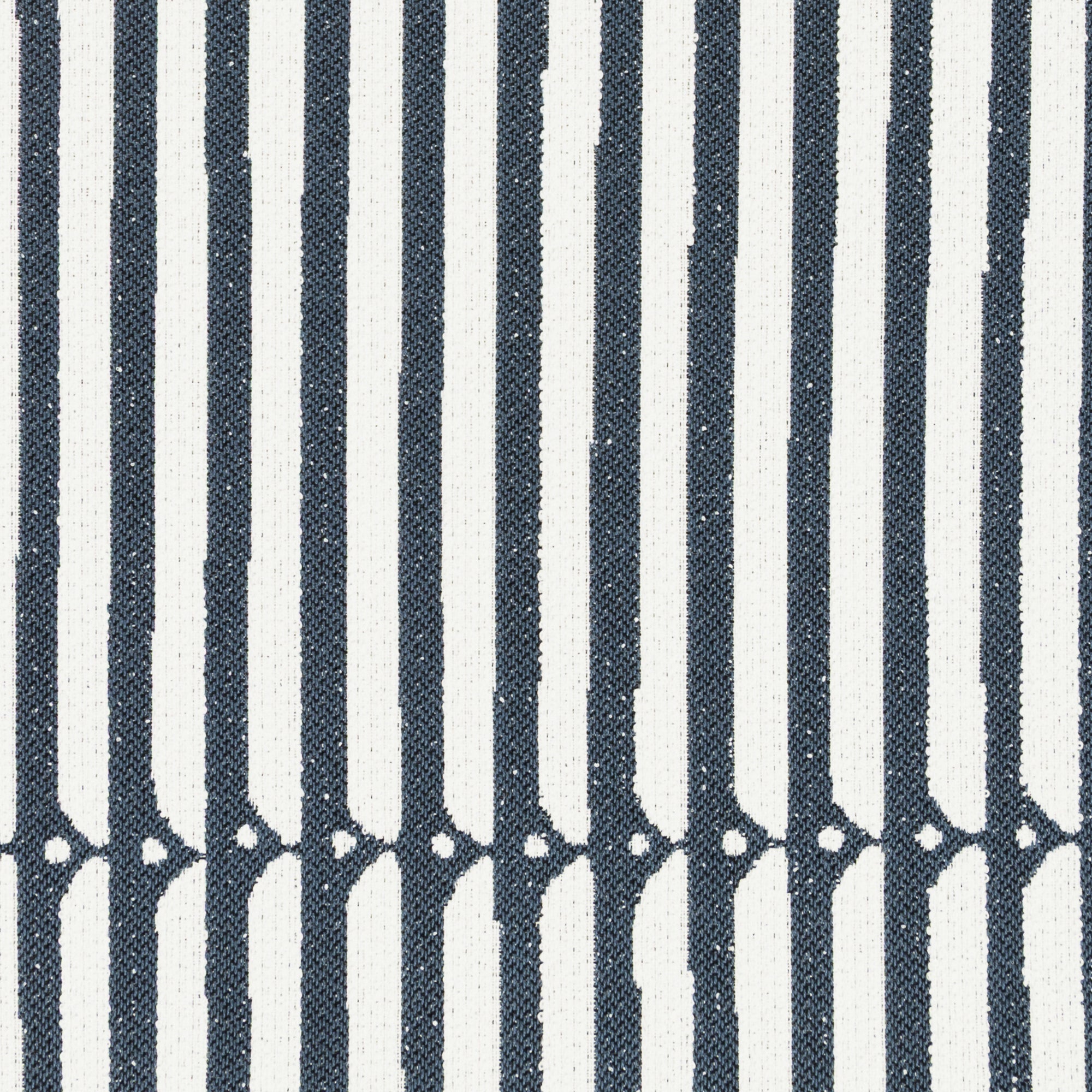 Detail image of Sophisticated stripe in deep denim on ivory boucle ground outdoor safe woven fabric