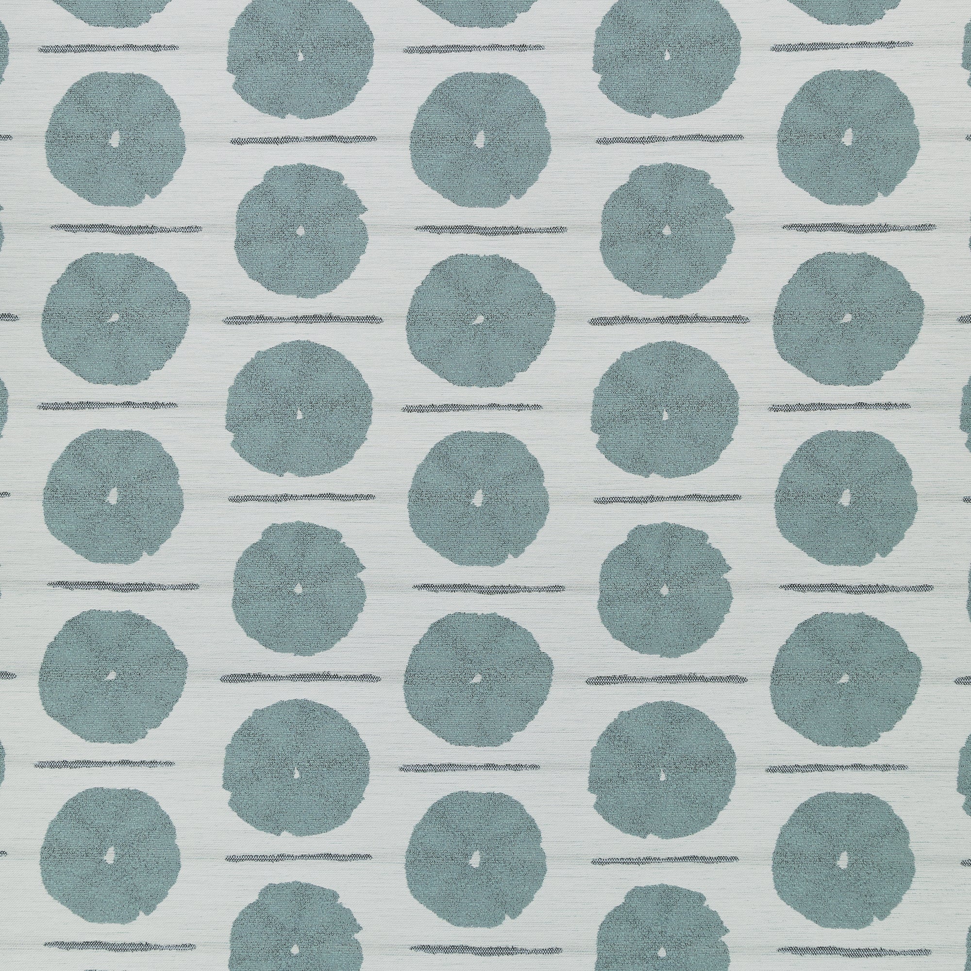 Outdoor safe fabric with circular watercolor motif in mist blue tones-full fabric repeat image