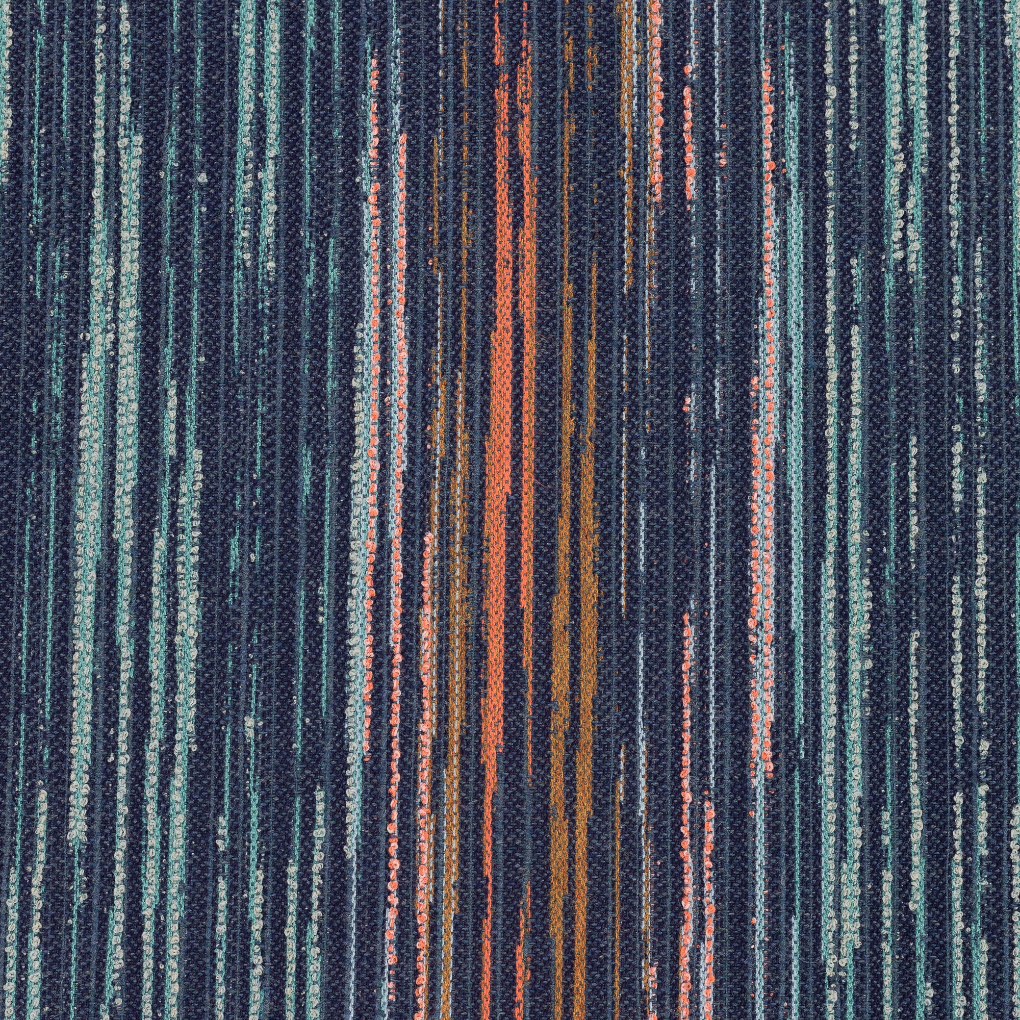 Detail image of Contemporary indigo pattern outdoor safe woven fabric with vertical lines - Elaine Smith B2B