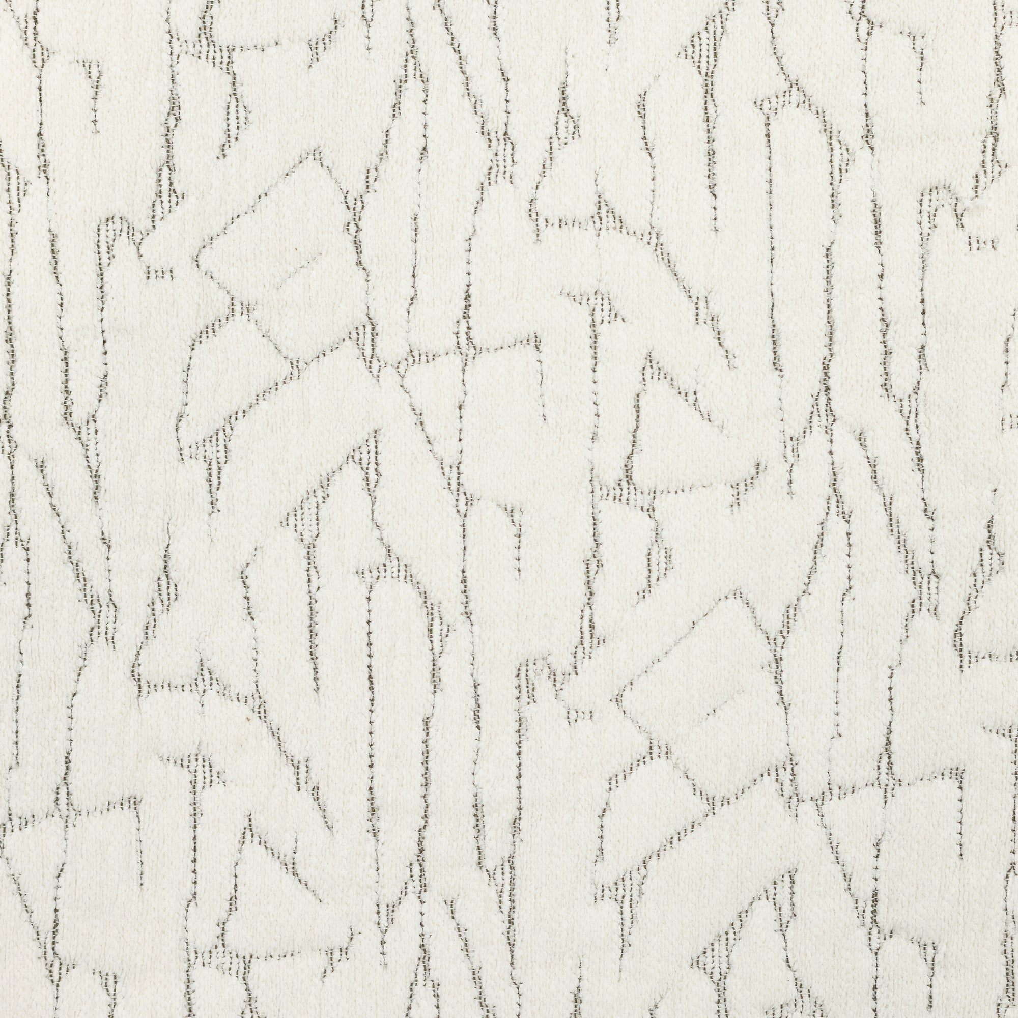 Detail image of Ivory chenille outdoor-safe woven fabric with delicate broken line design