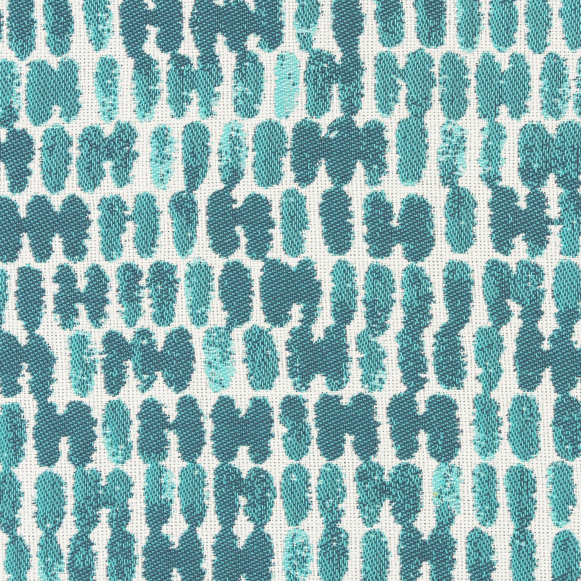 Detail image of Playful turquoise thumbprint pattern outdoor-safe fabric