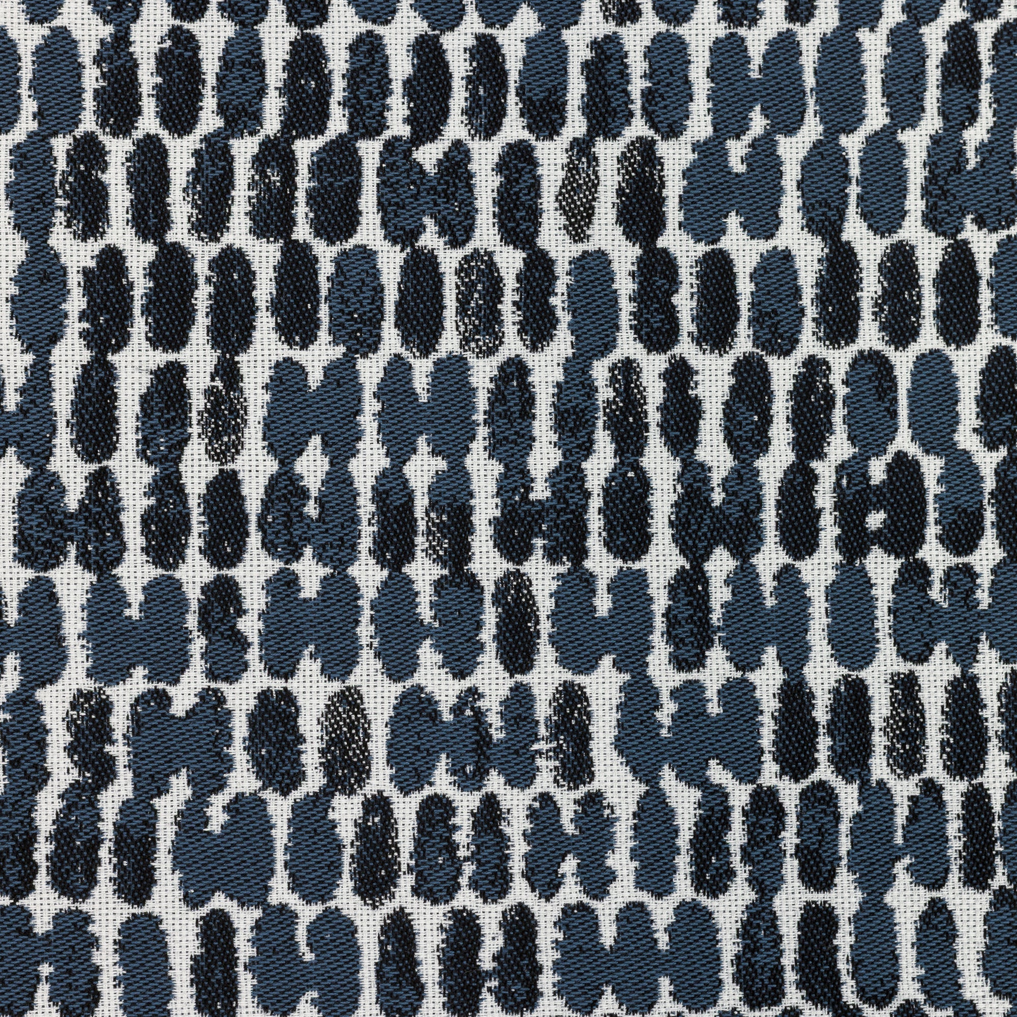 Detail image of Luxury outdoor safe woven fabric with bold indigo abstract thumbprint pattern