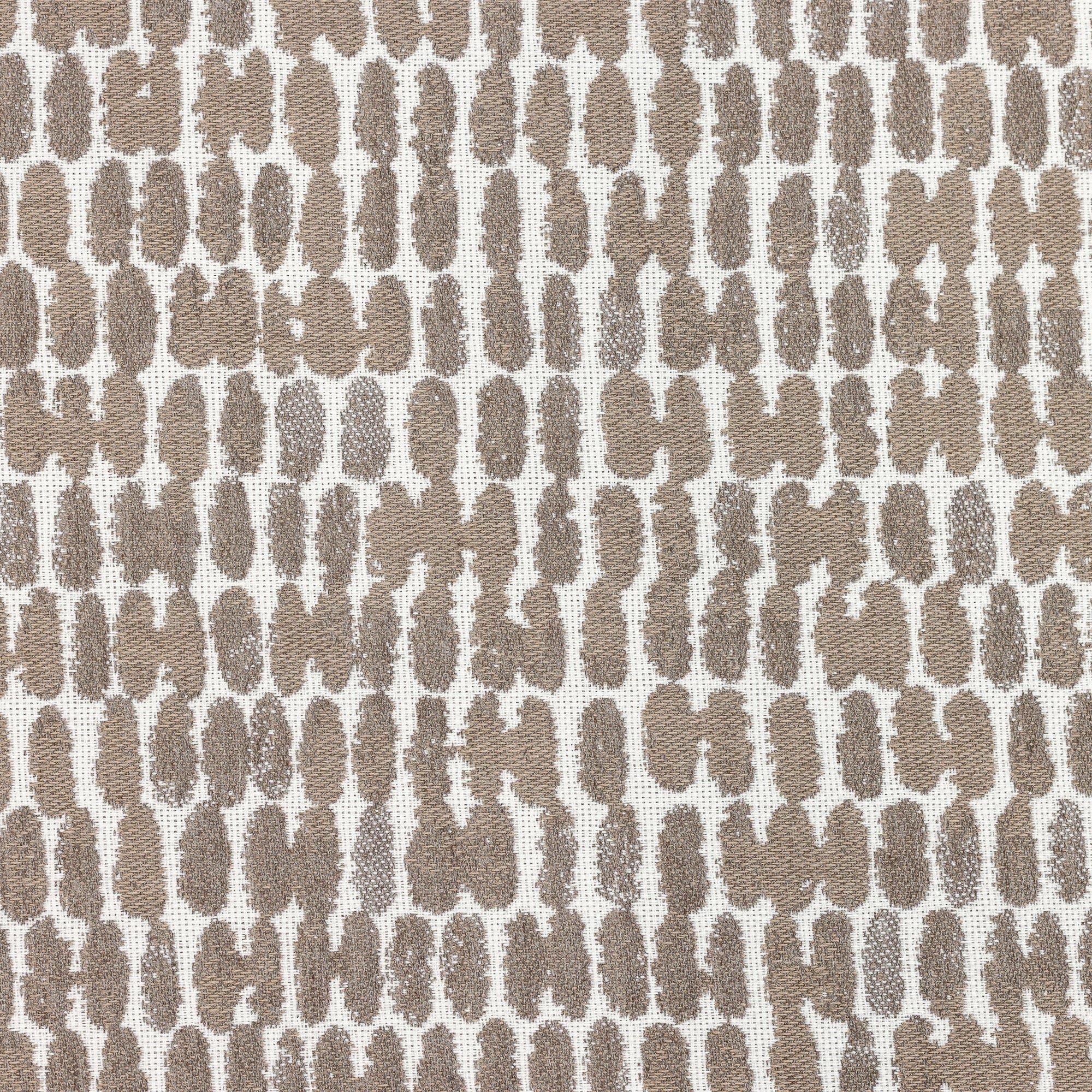 Detail image of Thumbprint Latte – outdoor-safe woven fabric by Elaine Smith, ideal for high-end commercial and residential applications.