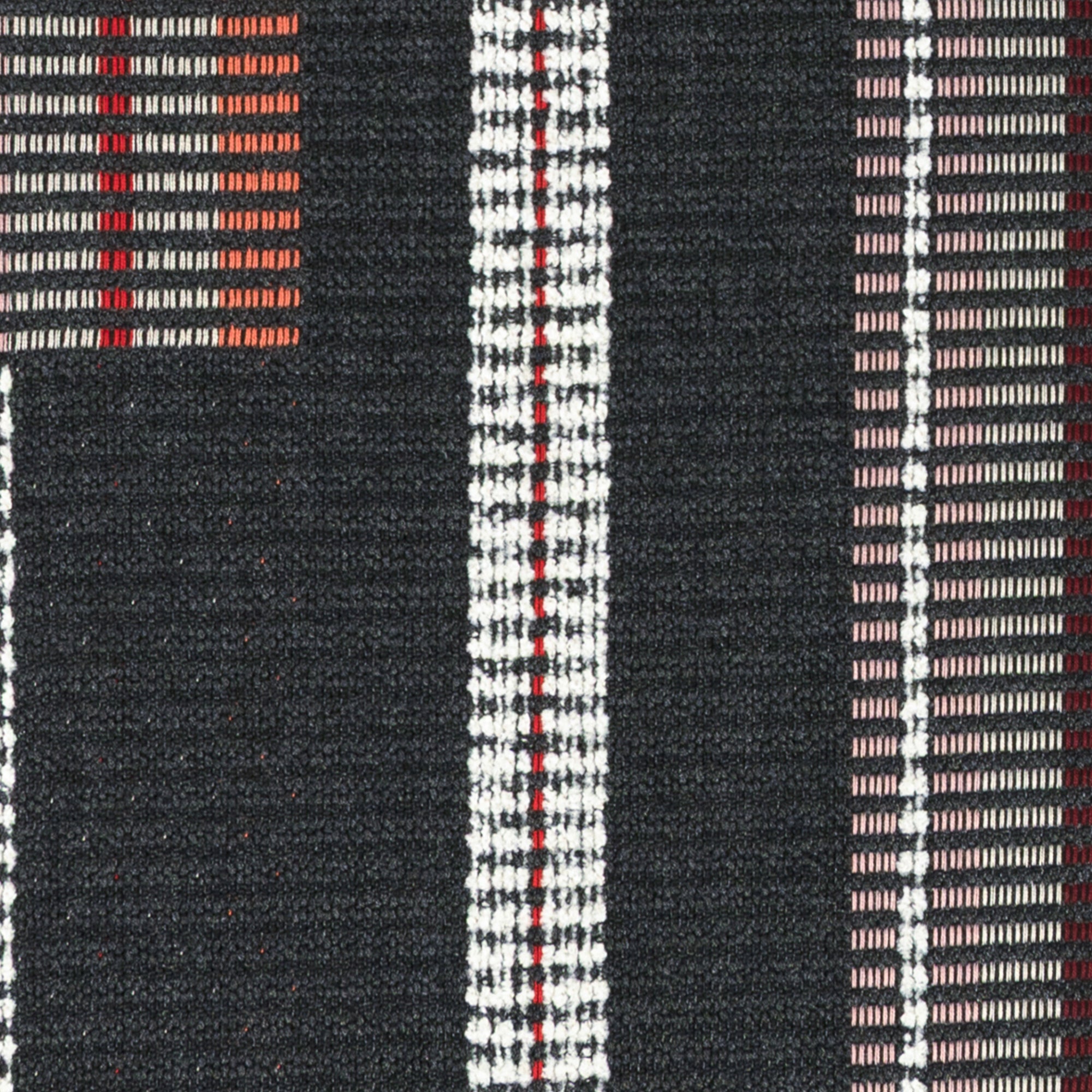 Detail image of Striped charcoal outdoor safe woven fabric with modern texture and contrast