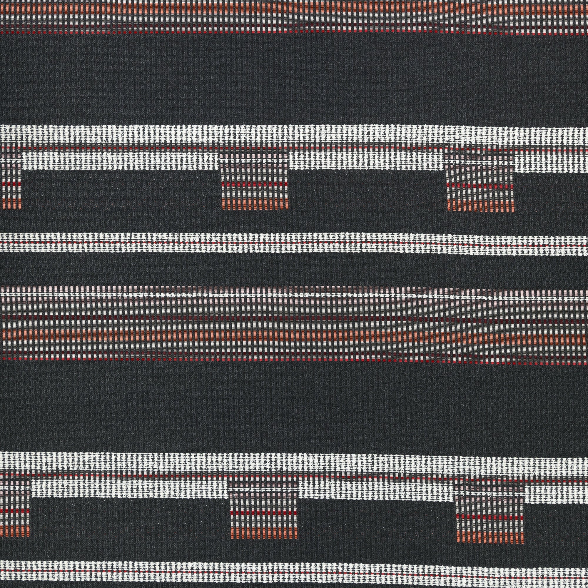 Striped charcoal outdoor safe woven fabric with modern texture and contrast-full fabric repeat image