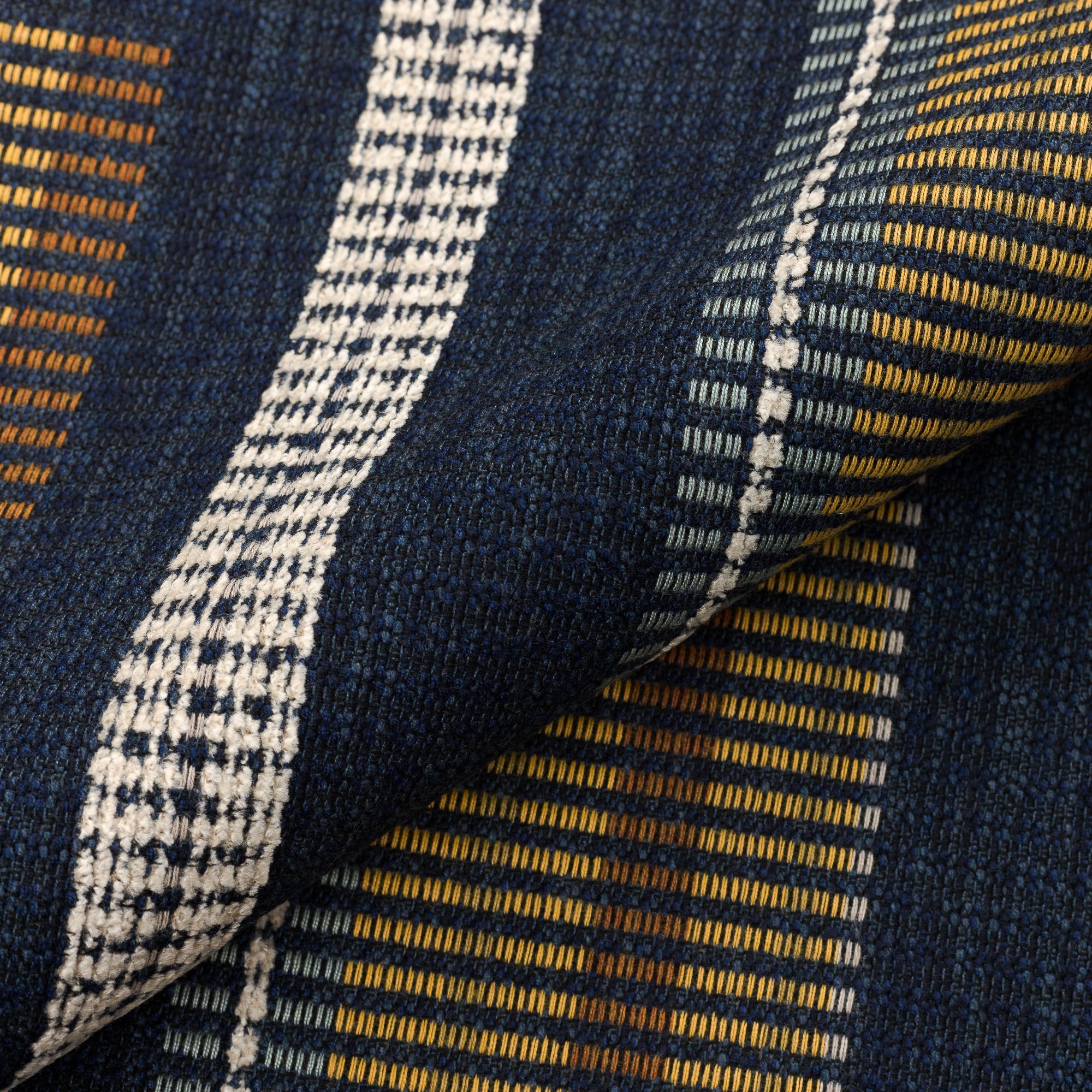 Close shot texture image of Patchwork stripe pattern in indigo tones for outdoor safe use