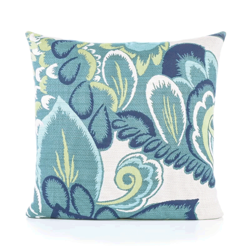 360 video of Navy outdoor pillow with floral pattern square size for elegant patio decor by Elaine Smith