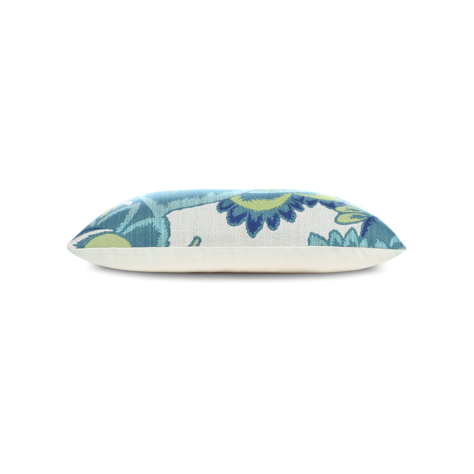 Side image of Multicolor outdoor pillow with floral pattern square size for vibrant patio decor