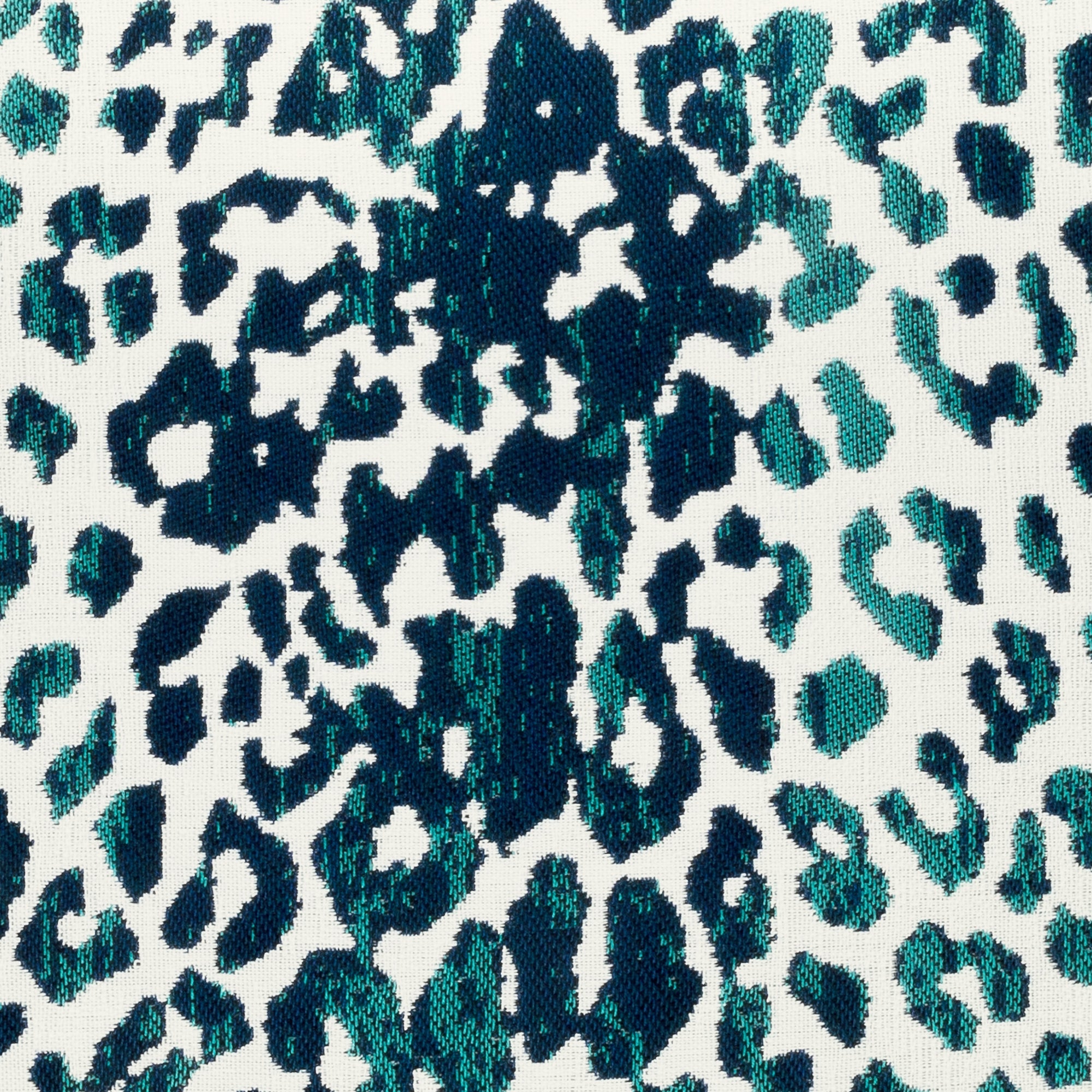 Detail image of Animal pattern outdoor safe fabric in midnight blue and teal – Wild One Midnight by Elaine Smith