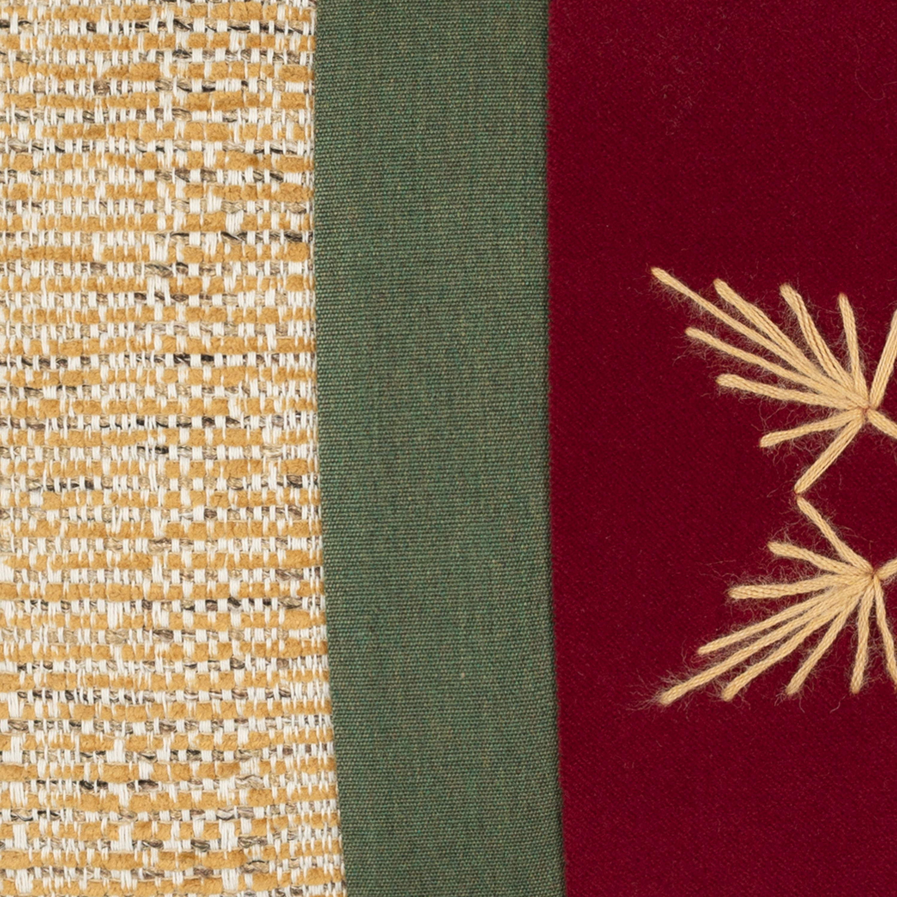 Detail image of Gold motif pillow lumbar size for festive indoor and outdoor decor