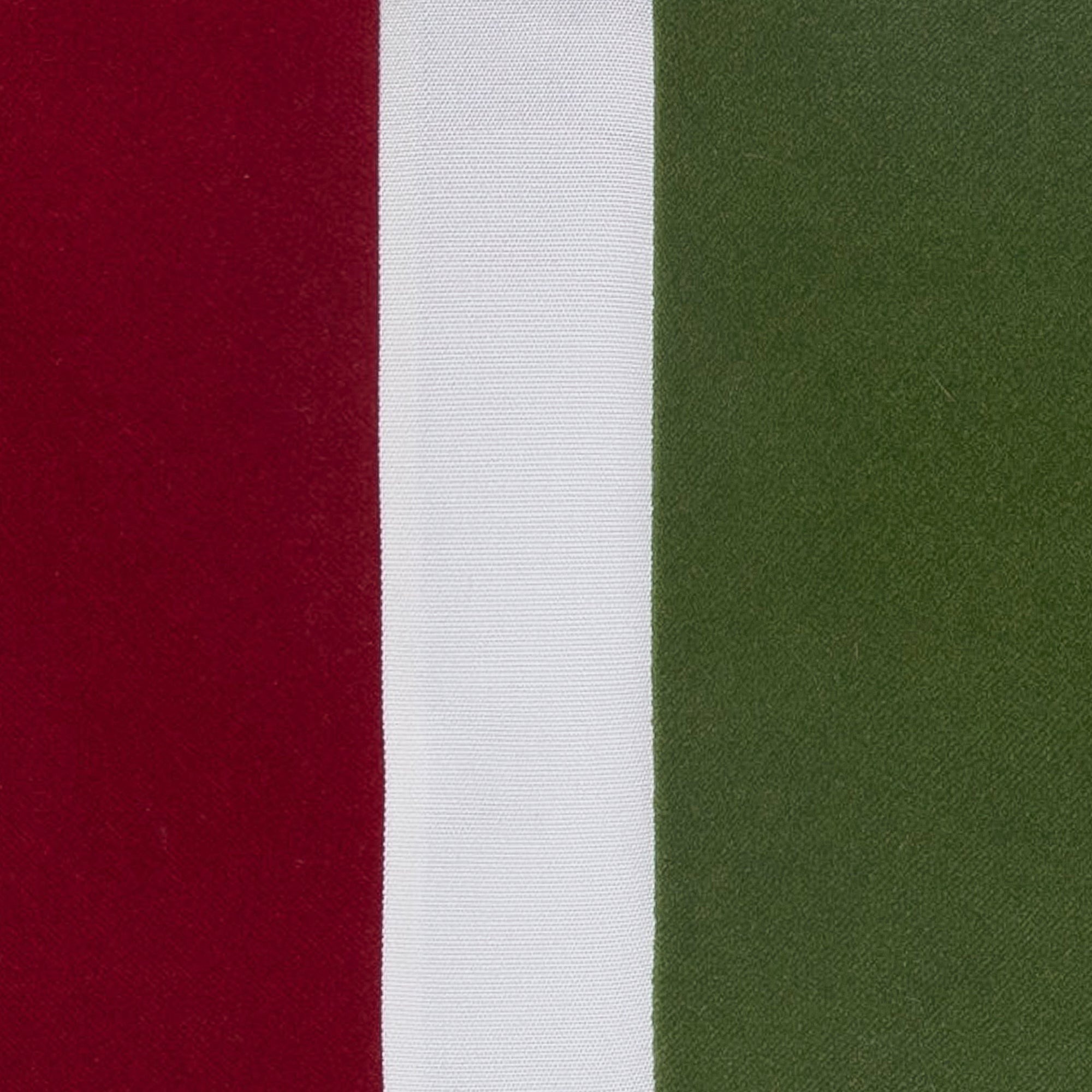 Detail image of Red and green striped pillow square size for bold indoor and outdoor decor