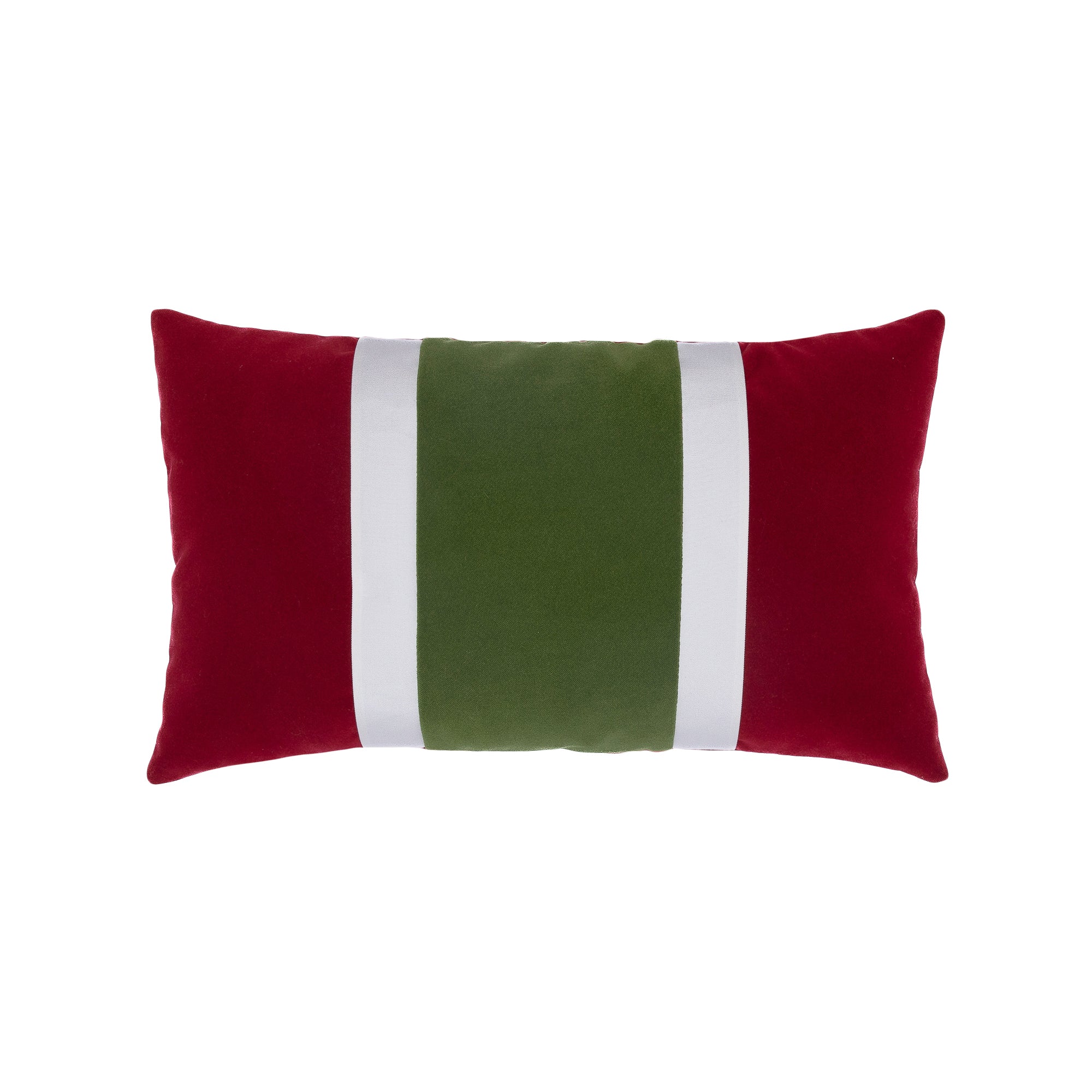 Red and green striped pillow square size for bold indoor and outdoor decor