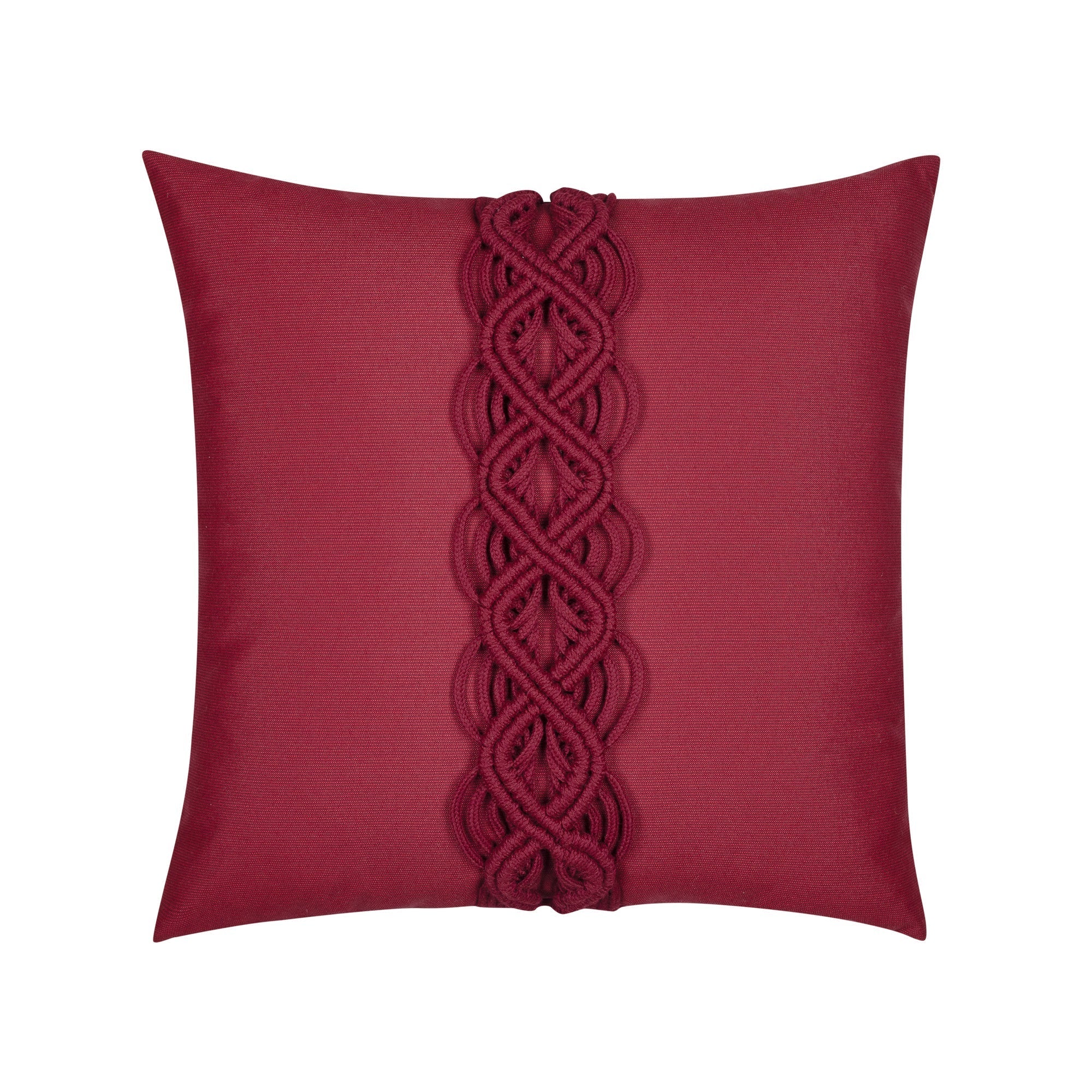 Crimson outdoor pillow with pleated design, square size for luxurious outdoor decor