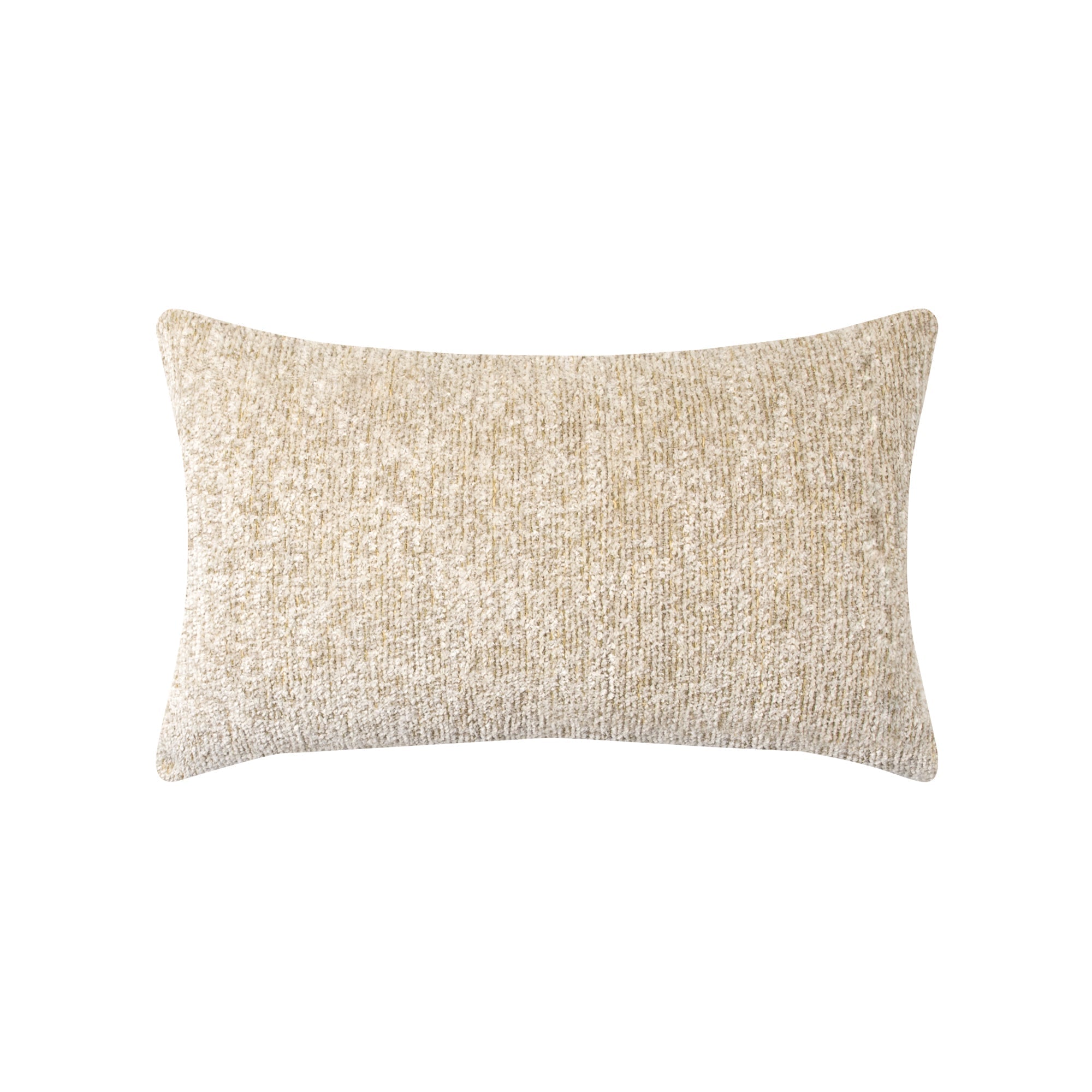 Back image of Ivory outdoor pillow with holiday tree hand sewn detail for chic outdoor decor