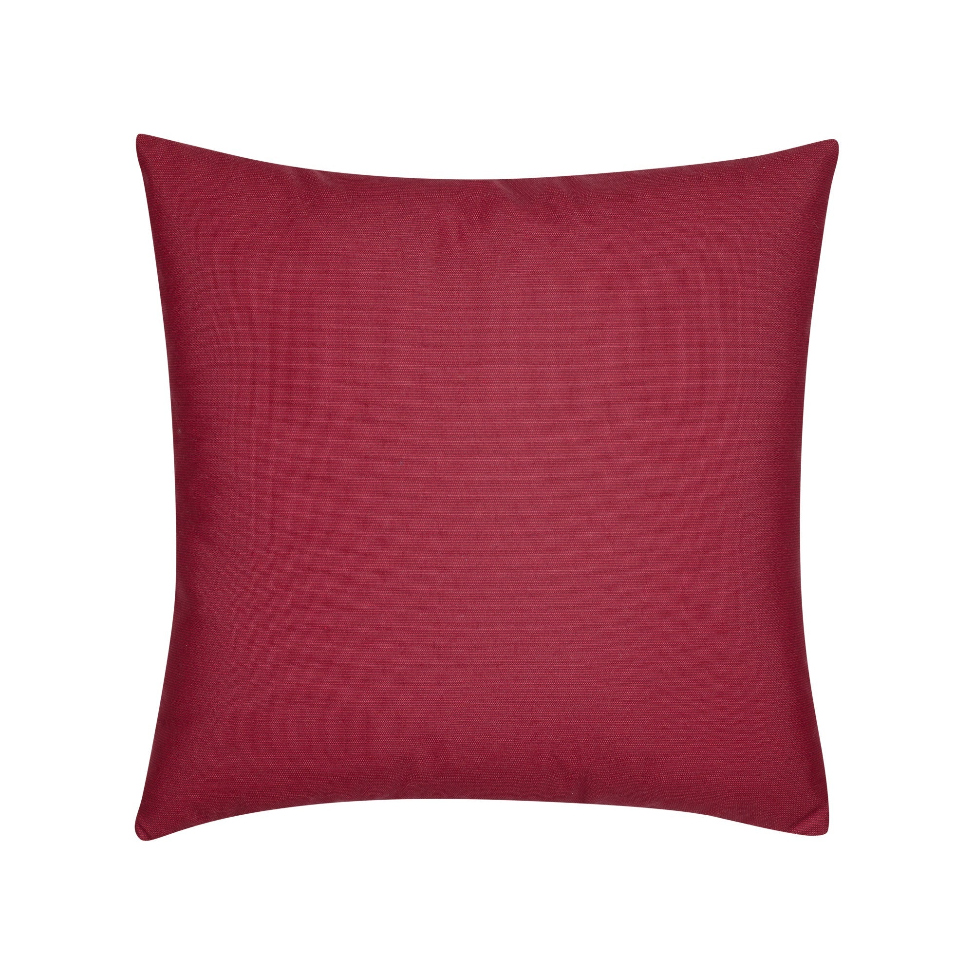 Back image of Red outdoor pillow with botanical motif square size for nature inspired patio decor by Elaine Smith