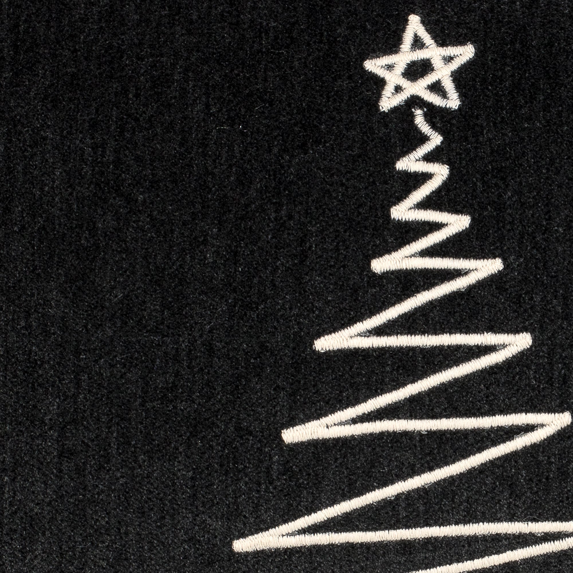 Detail image of Ivory stitched tree motif on textured ivory ground pillow square size for seasonal indoor and outdoor decor