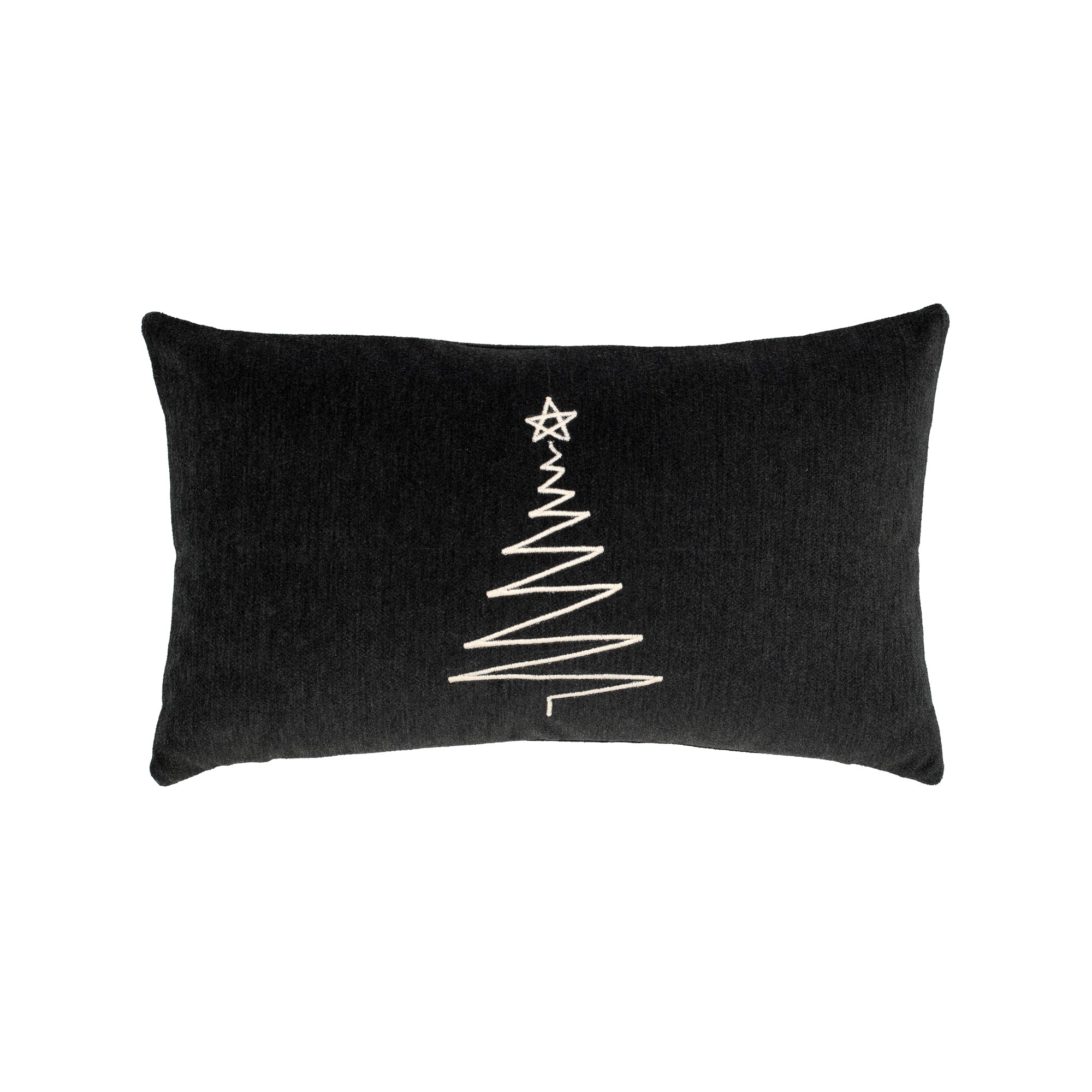 Ivory stitched tree motif on textured ivory ground pillow square size for seasonal indoor and outdoor decor